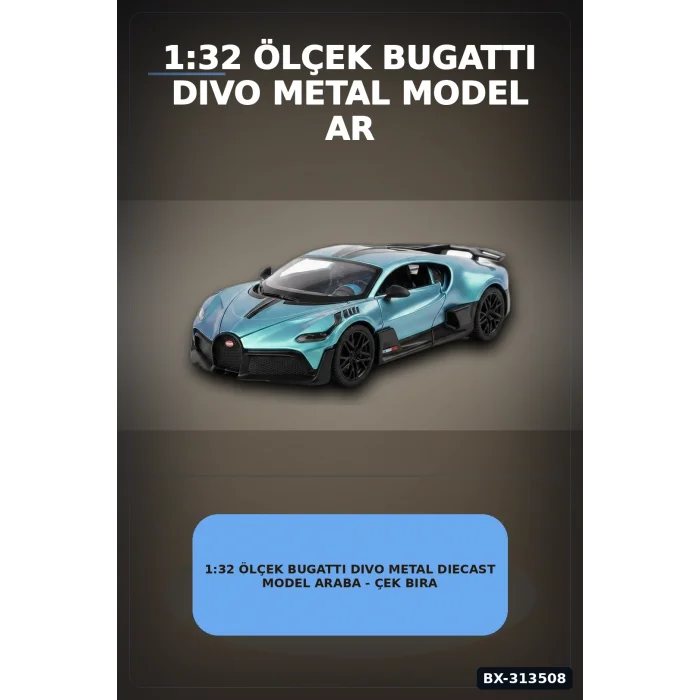 BUĞZ 1:32 Ölçek Bugatti Divo Metal Diecast Model Araba - Çek Bırak Özellikli, Lisanslı BX-313508