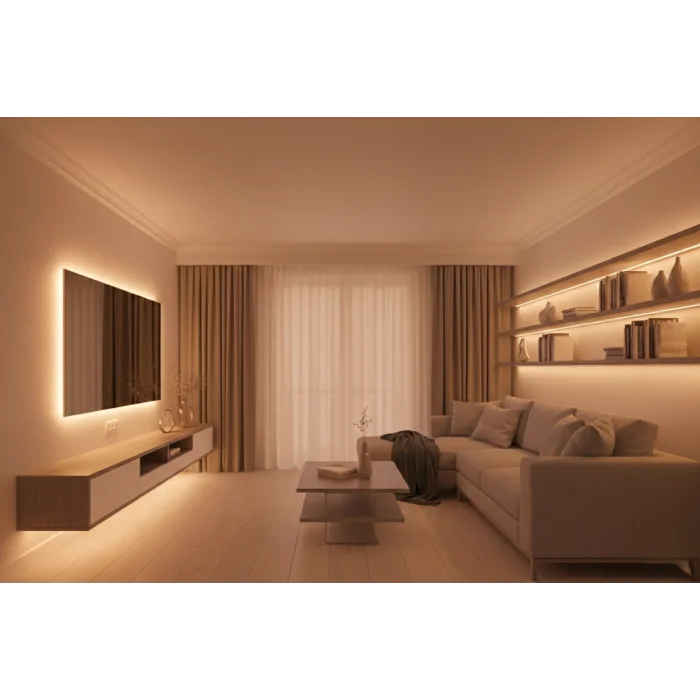 BUĞZ 1 Adet 5 Metre CATA CT 4541 İç Mekan 216 Çipli COB Şerit LED 2700K Amber Işık 12V