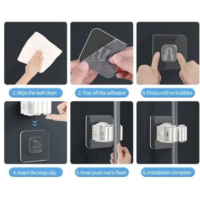 BUĞZ 1 Adet Yapışkanlı Pratik Mop Tutucu Beyaz