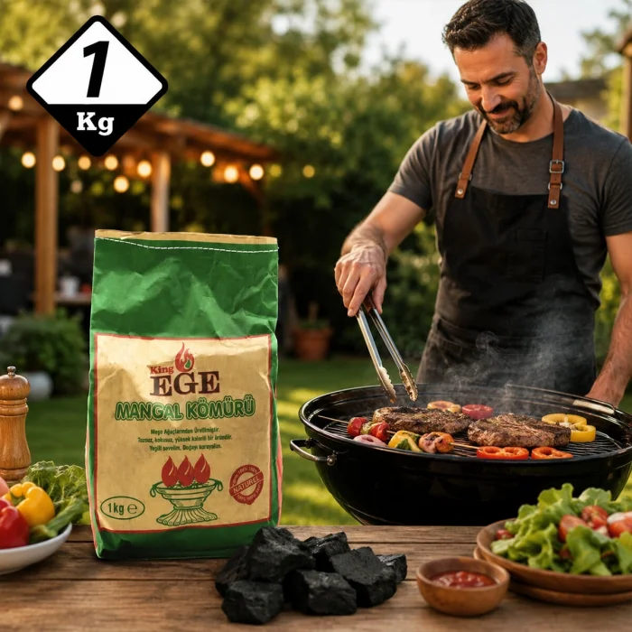 BUĞZ 1 kg Mangal Kömürü - Çıra Hediyeli - Meşe Kömürü