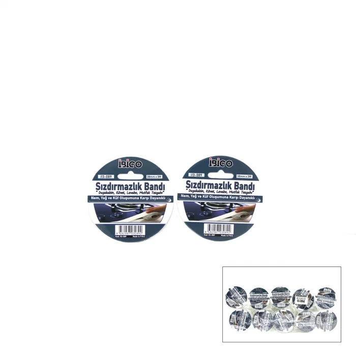 BUĞZ 10 Adet 38mmx3mt Su Sızdırmaz Bant Beyaz Bx40