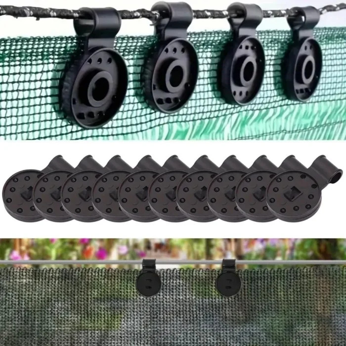 BUĞZ 10 Adet Güneşlik Filesi Sabitleme Klipsleri, Gölgelik Bezi ve Brandalar İçin Dayanıklı Plastik Kelepçe Kancaları