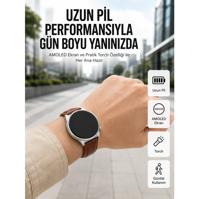 BUĞZ 10 Gün Şarj Dayanımı Sunan AMOLED Ekran Akıllı Saat Yeni Nesil