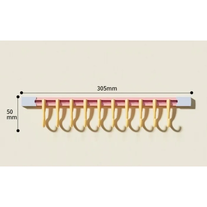 BUĞZ 10 Kancalı Raylı Mutfak Ve Banyo Düzenleyici Askı 30 Cm Bx40
