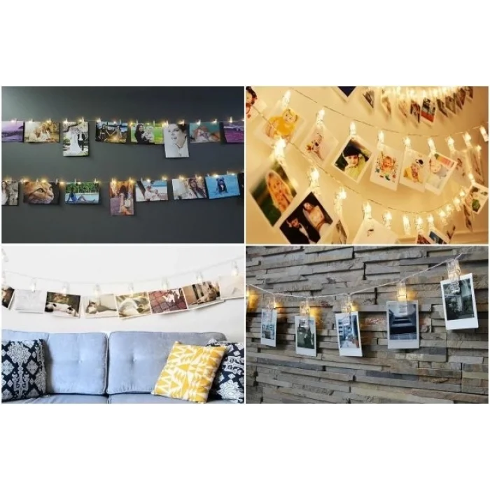  10lu Led Işıklı Fotoğraf Mandalları