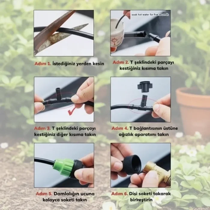 BUĞZ 10 Metre Kendin Yap Açık Alan Serinletme Sistemi - Nozzle Başlıklı Bahçe ve Teras Nemlendirme Seti