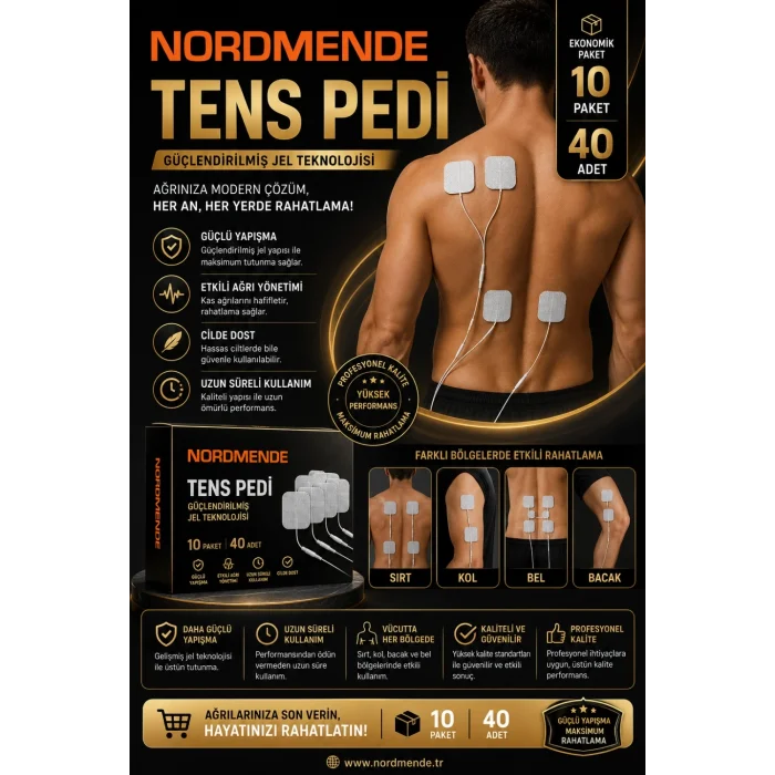 BUĞZ 10 Paket 40 Adet  Tens Pedi 5×5 Cm Kablolu Elektrot Ped – Yumuşak Ve Esnek Medikal Ped
