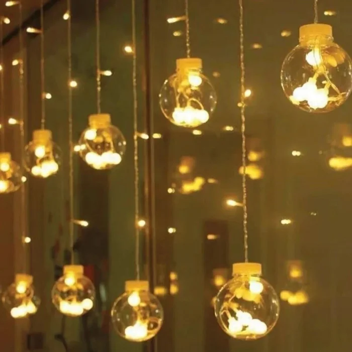 BUĞZ 10 Sarkıtlı Kumandalı Dekoratif Top İçi Mini Toplu LED Günışığı Rengi Dekoratif Aydınlatma