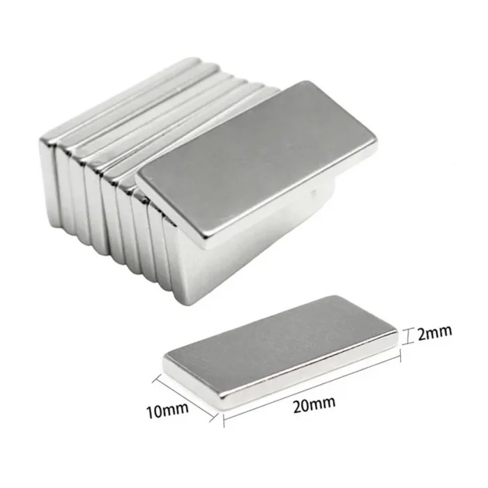 BUĞZ 100 Adet 20x10x2 mm Neodyum Mıknatıs Köşeli Magnet N35 Nikel Kaplama Güçlü Kaliteli Dayanıklı