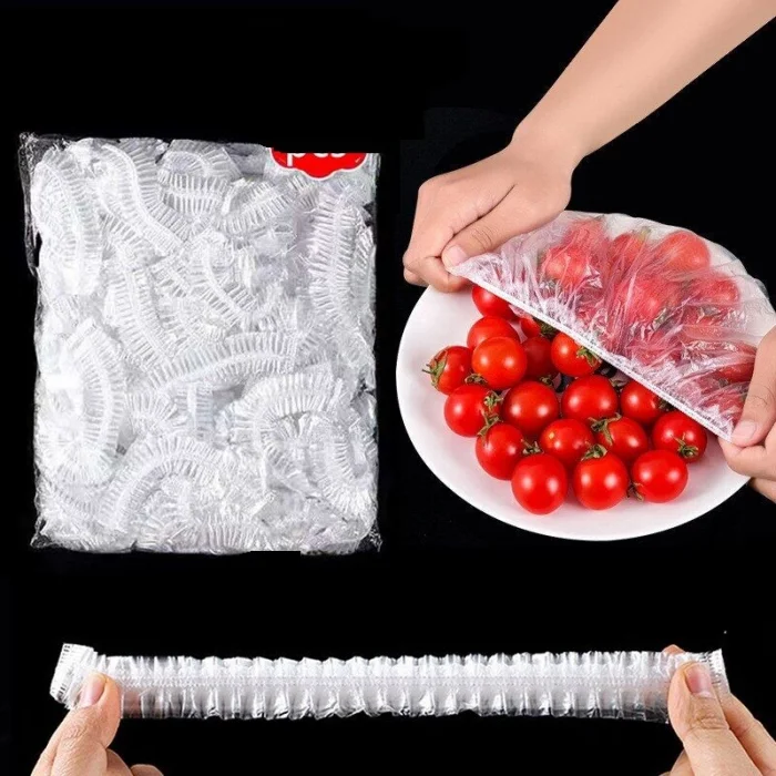 BUĞZ 100 Adet Lastikli Tazeliği Koruyan Tencere ve Tabak Bonesi  Esnek Strech Kapak