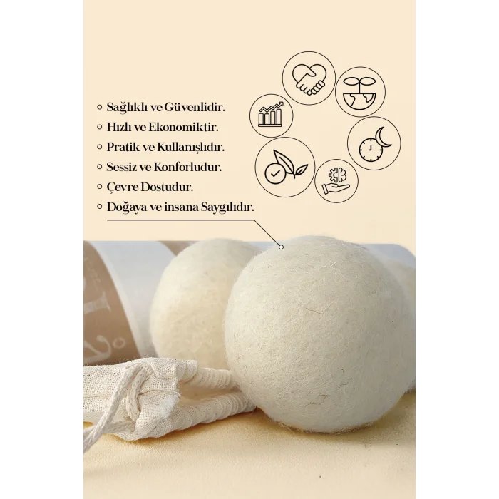BUĞZ %100 Doğal Merinos Yünü Çamaşır Makinesi Yün Kurutma Topu