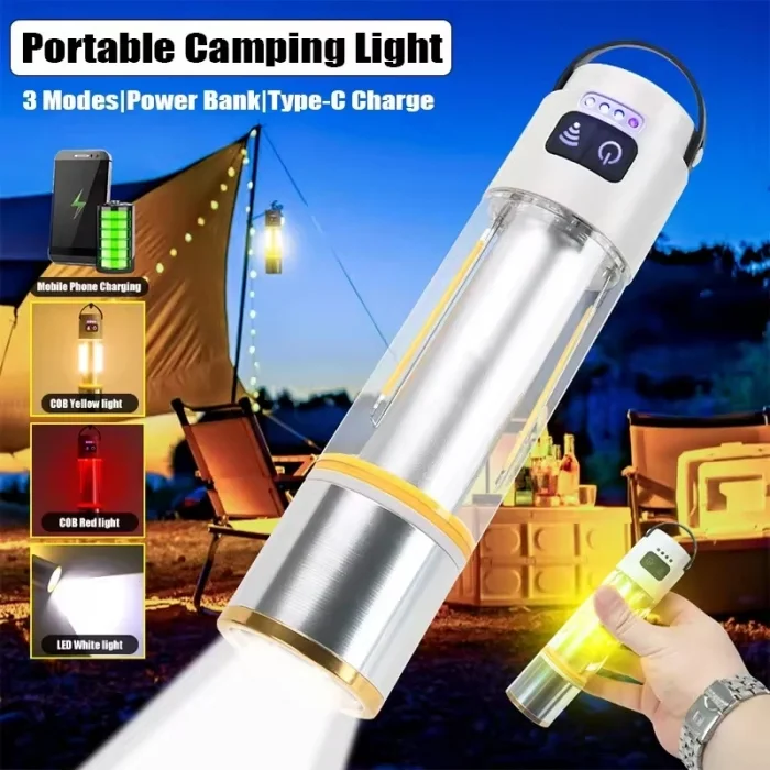 BUĞZ 1000 Lümen Güçlü Aydınlatmaya Sahip Gold  Gp-222 İle Kamp Gecelerini Aydınlatın Hem El Feneri Hem De Kamp Lambası Olarak Kullanılabilen Çok Fonksiyonlu Yapısı, Usb Şarj Özelliği Ve Dayanıklı Gö
