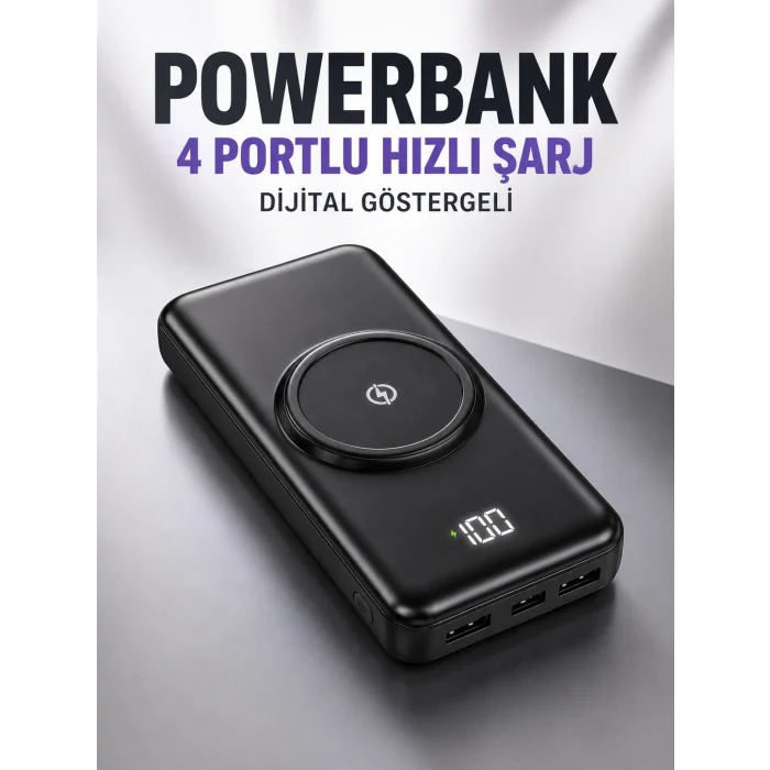 BUĞZ 10.000 Mah Powerbank 4 Portlu Hızlı Şarj Dijital Göstergeli