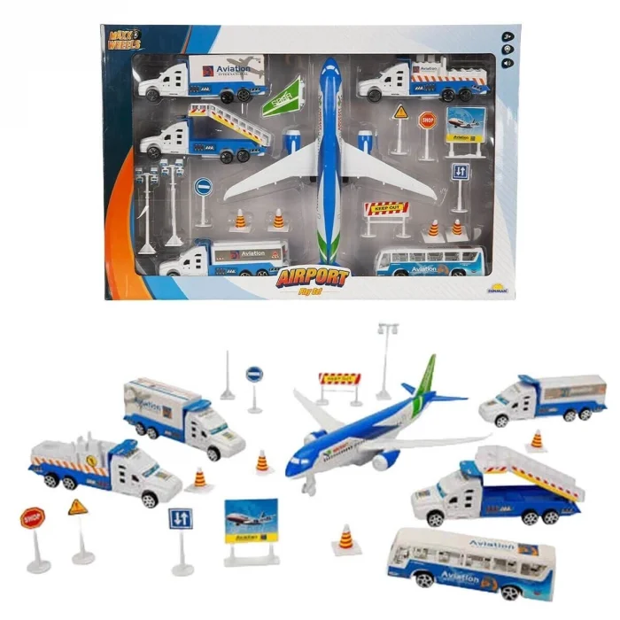 BUĞZ 1012381 SUN YFN MXX OYUN SET HAVAALANI UÇAKLI SES IŞIKLI BYK MV