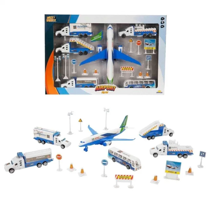 BUĞZ 1012381 SUN YFN MXX OYUN SET HAVAALANI UÇAKLI SES IŞIKLI BYK MV