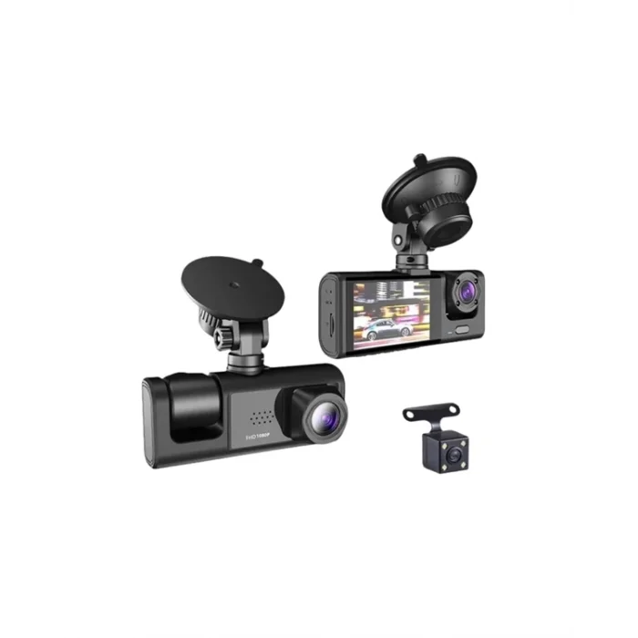  1080p Ön + 720p Arka & İç Kamera – Suya Dayanıklı Araç Güvenlik Kamerası