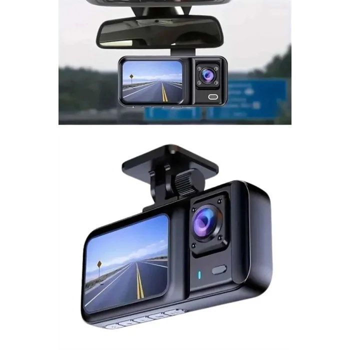 BUĞZ 1080p Sürüş Kaydedici 2 İnç Araç Araba Ön İç Arka DVR IPS Ekran