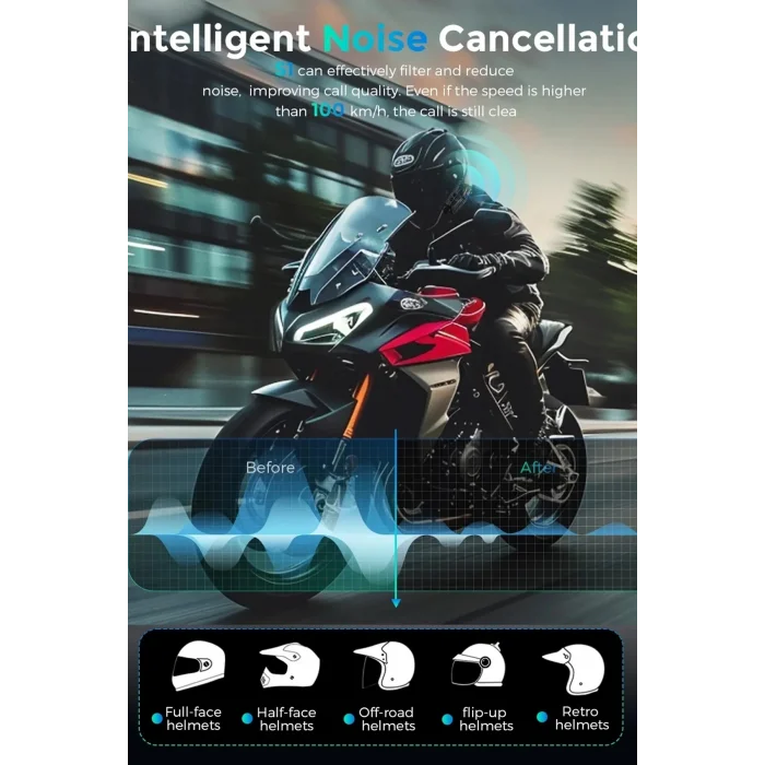 BUĞZ 1080P Video Kayıt Özellikli, Su Geçirmez ve Bluetooth 5.4 Motorcu Interkom Kulaklığı