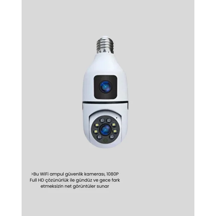 BUĞZ 1080P WiFi Ampul Kamera Uzaktan Erişimli Hareket Sensörlü Gece Görüşlü