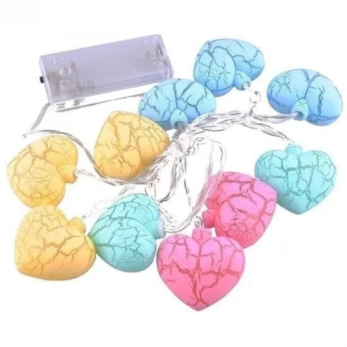  10lu Renkli Kalp Şeklinde Dekoratif Dolama Led Aydınlatması