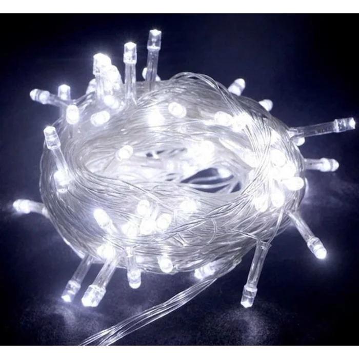 BUĞZ 10m 100 Led Boncuk Lamba Beyaz Işık Şeffaf Kablo Mz-18-11