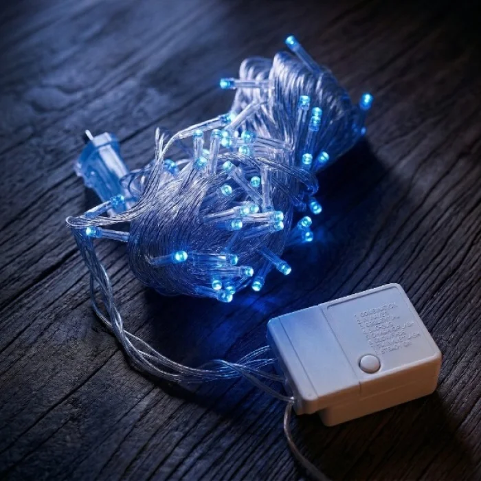 BUĞZ 10m 100 Led Damla Uçlu Mavi Işık Şeffaf Kablo