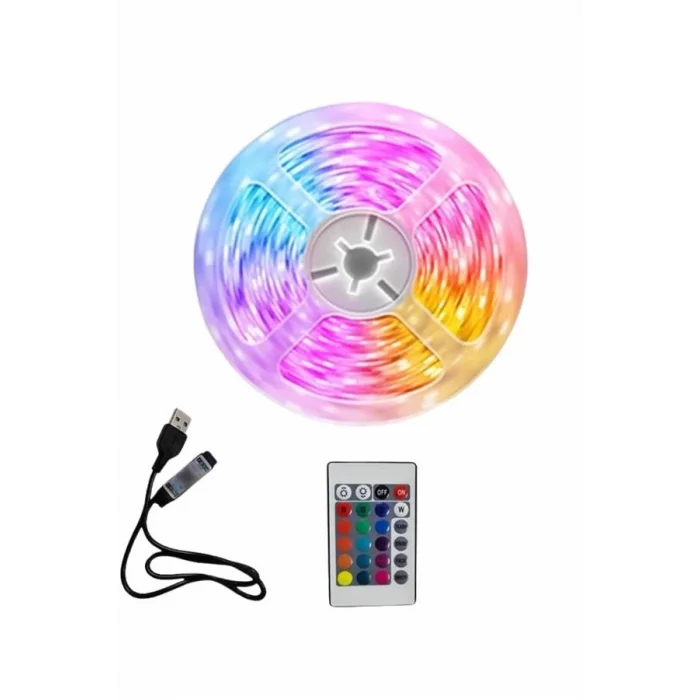  10M Şerit Led İç Mekan Renkli Rgb Şerit Led Kumandalı