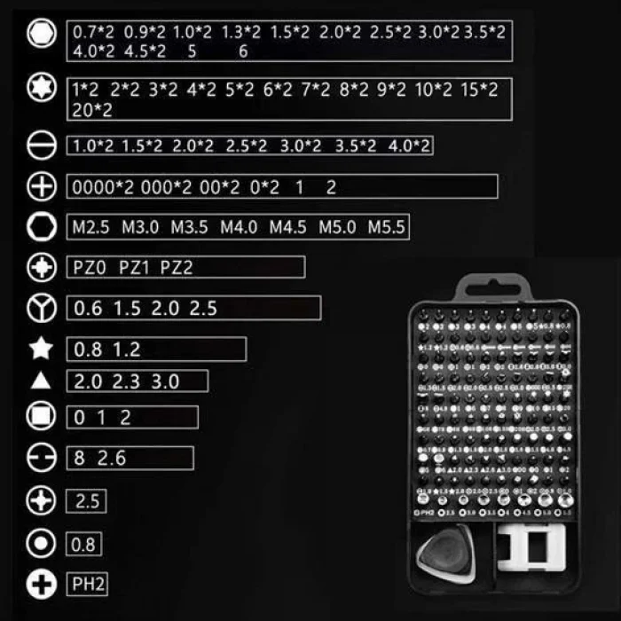BUĞZ 115 in 1 Hassas Tornavida Onarım Alet Manyetik Sürücü Kitli Elektronik Hassas Tornavida Seti