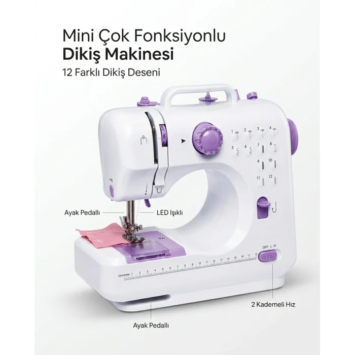 BUĞZ 12 Farklı Dikiş Desenli Mini Dikiş Makinesi - BUĞZ