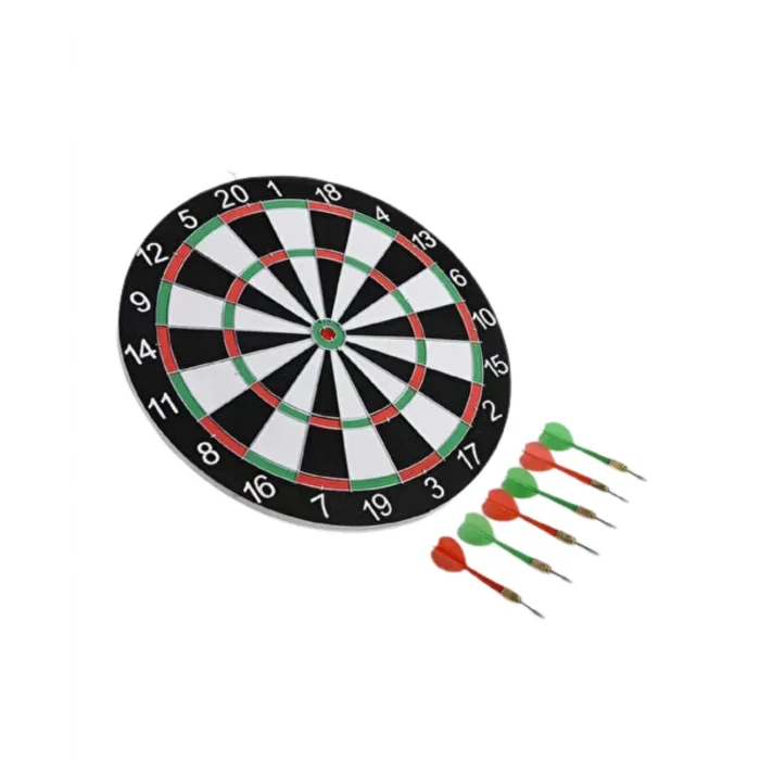 BUĞZ 12 İnç Ahşap Dart Tahtası 4 Adet Metal Uçlu Dart Oku Dahil