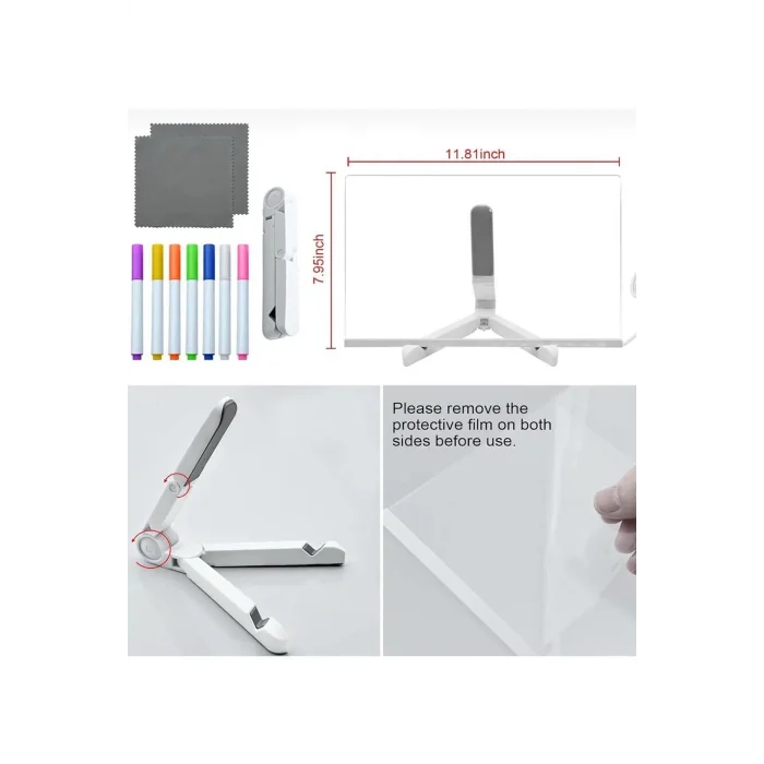 BUĞZ 12 Inc Led Işıklı Çizim Tahtası Ayarlanabilir Stant Ve Kalemleri İle
