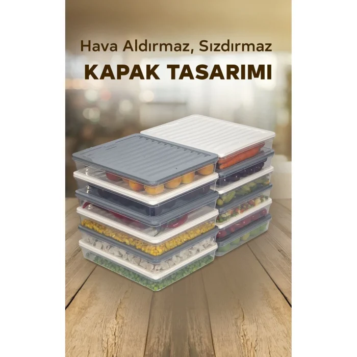  12li Renkli Buzdolabı Düzenleyici Buzluk Ve Mikrodalga Saklama Kabı 12X2400 ML