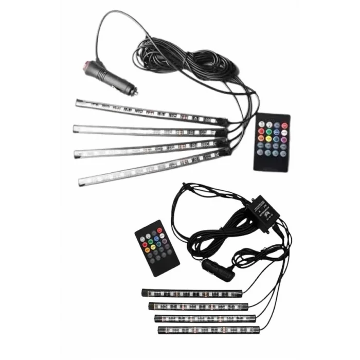  12Lİ Şerit Led Işık RGB Sese ve Müziğe Duyarlı Araç İçi Ayak Altı