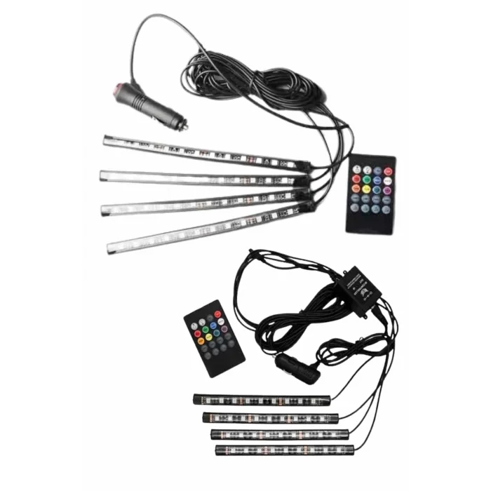  12Lİ Şerit Led Işık RGB Sese ve Müziğe Duyarlı Araç İçi Ayak Altı