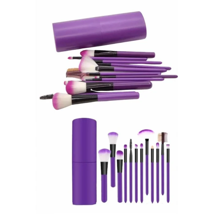 BUĞZ 12 Parça Makyaj Fırça Seti Profesyonel Fondöten Allık Far Kontür Fırçası - BUĞZ