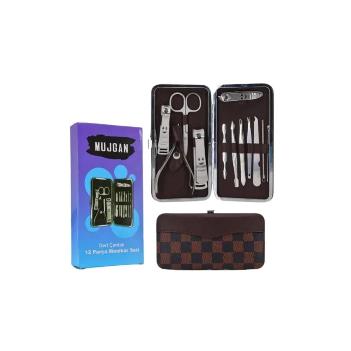 BUĞZ 12 Parça Manikür Pedikür Seti Özel Deri Çanta El Ayak Bakımı Akne ve Sivilce Temizleme - BUĞZ