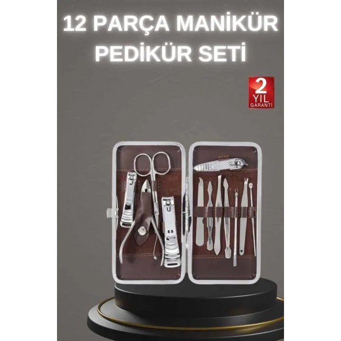 BUĞZ 12 Parça Paslanmaz Çelik Kompakt ve Taşınabilir Manikür Makası Tırnak Makası