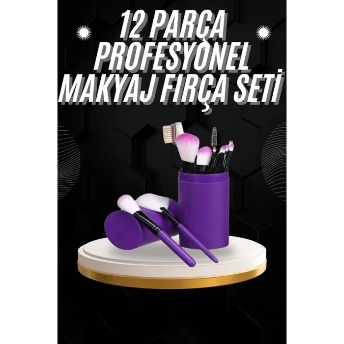 BUĞZ 12 Parça Profesyonel Makyaj Fırçası Far Fırçası Allık Fırçası Yumuşak Kıllı