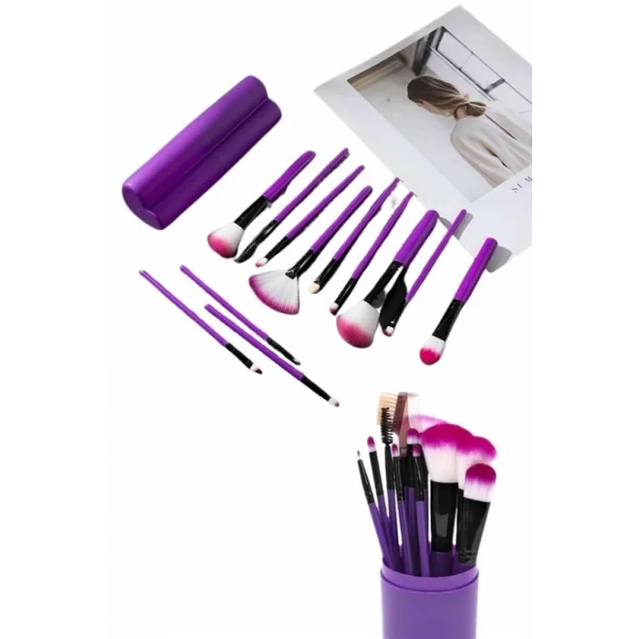  12 Parça Profesyonel Makyaj Fırçası Far Fırçası Allık Fırçası Yumuşak Kıllı