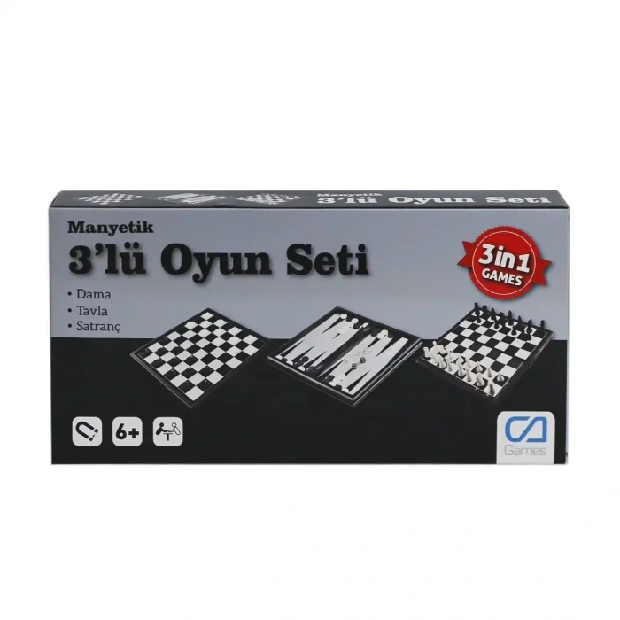 BUĞZ 120 CAOYN-10002 Manyetik 3lü Oyun Seti (Tavla,Dama,Satranç)