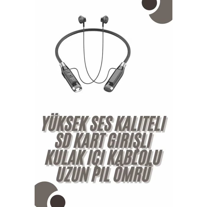  120 Saat Bluetooth Kulaklık Kablolu Boyun Askılı SD Kart Girişli ANC Özellikli