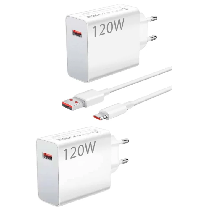 BUĞZ 120 Watt Turbo Hızlı Şarj Aleti Seti Hızlı Şarj Adaptörü Beyaz - BUĞZ