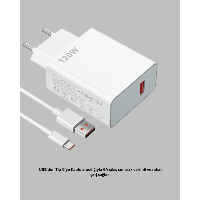 BUĞZ 120 Watt Turbo Şarj Cihazı Xiaomi Redmi Note 10 11 12 Uyumlu - BUĞZ
