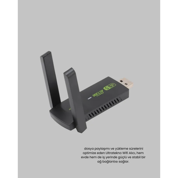 BUĞZ 1200 Mbps Dual Band WiFi Adaptör – 5.8G & 2.4G Çift Antenli