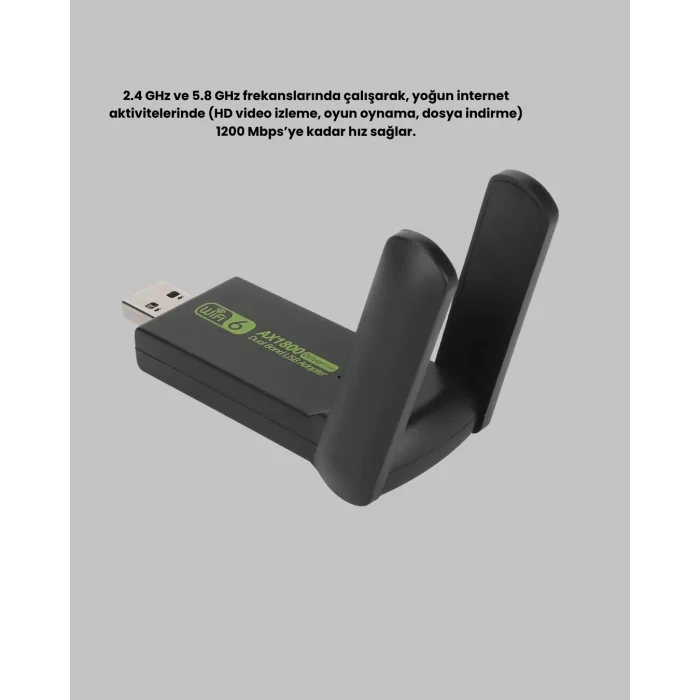 BUĞZ 1200 Mbps Dual Band WiFi Adaptör – 5.8G & 2.4G Çift Antenli - Lisinya
