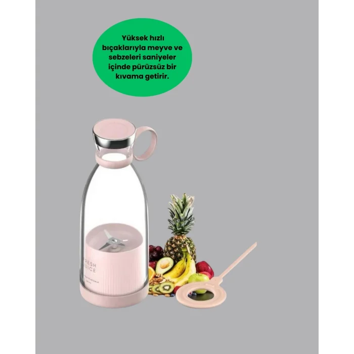  1200mAh Şarjlı, Hafif ve Pratik Taşınabilir Blender