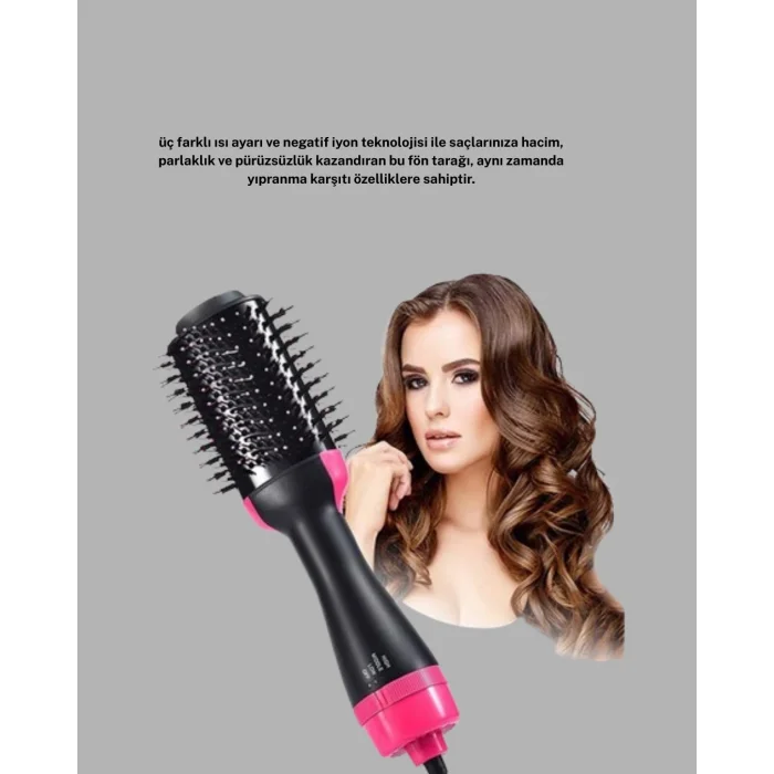 BUĞZ 1200W Fön Tarağı – 3 Isı Ayarı, Negatif İyonlu, Hızlı ve Pürüzsüz Sonuç