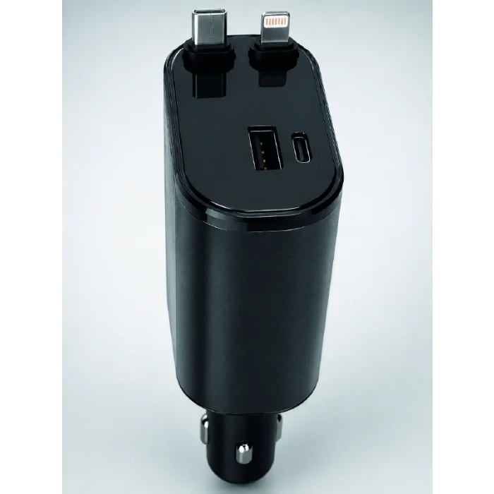 BUĞZ 120W Hızlı Şarj Destekli 4ü 1 Arada Araç Şarj Cihazı Type-C, Lightning, USB ve USB-C Çıkışlı - BUĞZ