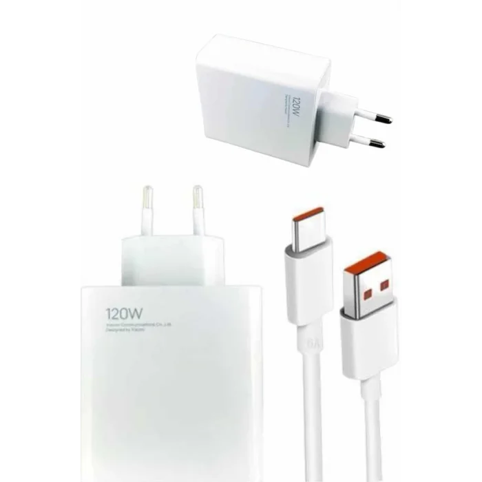  120W Şarj Aleti Hızlı Çift Turbo Şarj Aleti Seti Beyaz