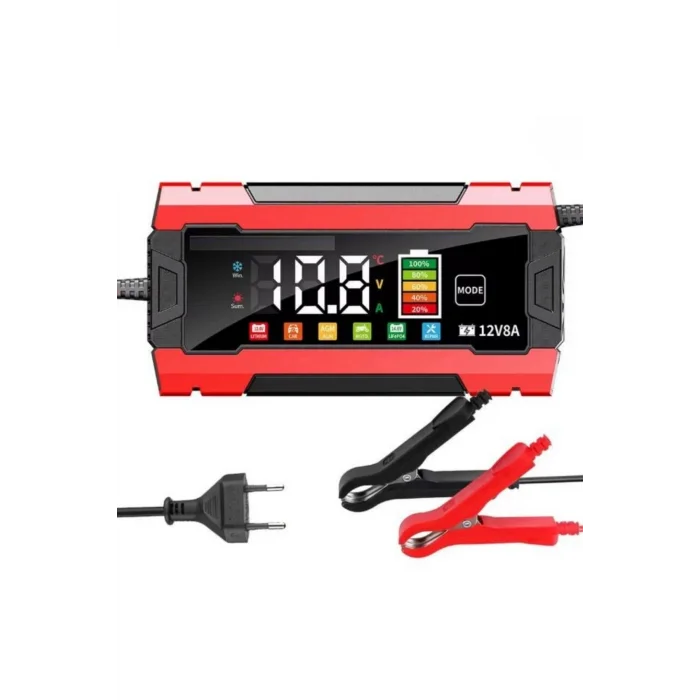 BUĞZ 12V 8A Akıllı Akü Şarj Cihazı 12V 8A LCD Ekranlı Pulse Repair Otomatik Akü Şarj & Desülfatör